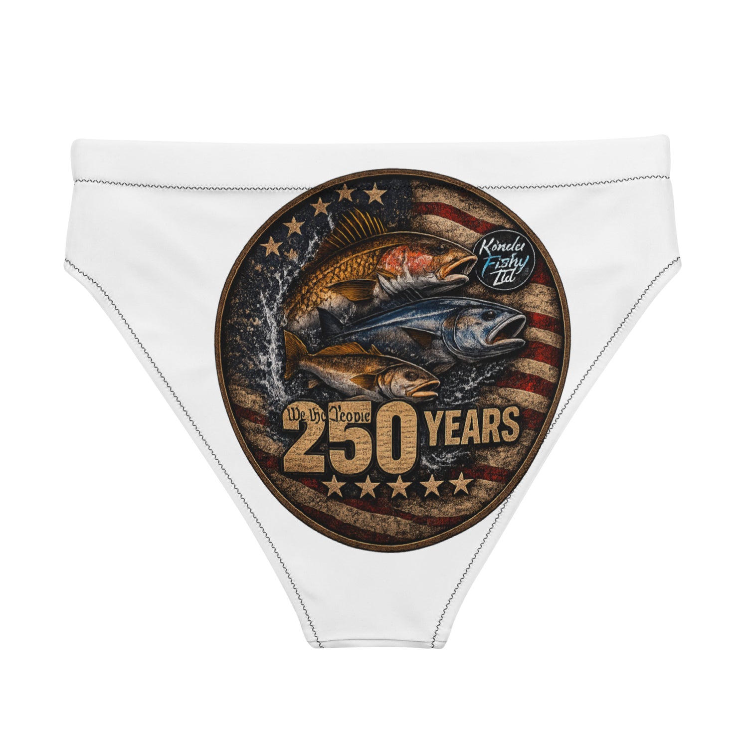 Recycled high-waisted bikini bottom- Patriotic 